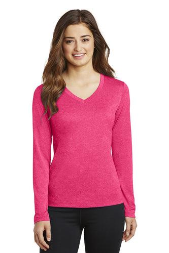 Sport-Tek Ladies Long Sleeve Heather Contender V-Neck Tee