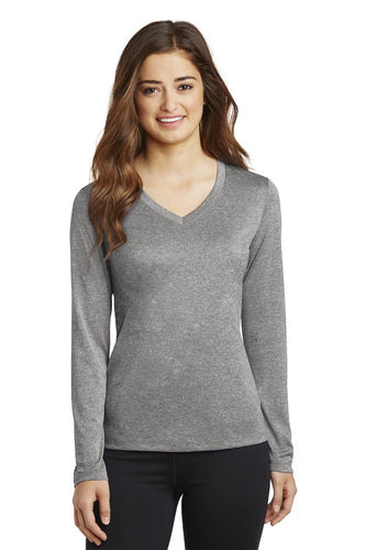 Sport-Tek Ladies Long Sleeve Heather Contender V-Neck Tee