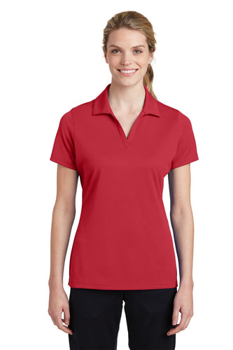 Sport-Tek True Red LST640 polo shirt with logo embroidered