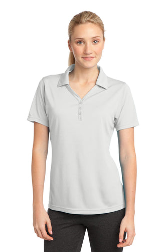 Sport-Tek White LST680 polo shirts with logo embroidery