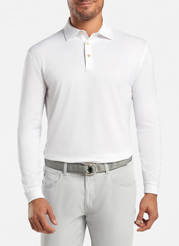 peter millar white ME0EK01SLS with stretch jersey long sleeve polo custom logo polo shirts