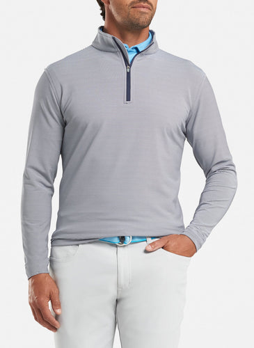 peter millar navy ME0EK40E perth mini stripe stretch loop terry quarter zip with custom logo pullovers