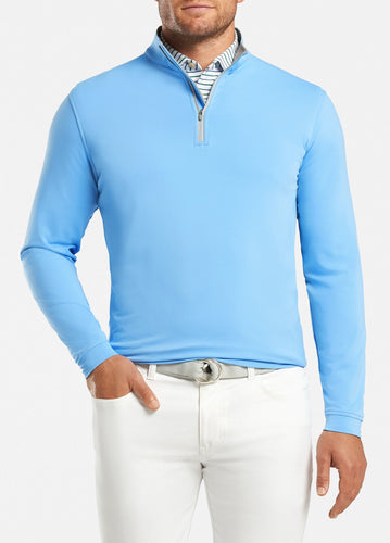 peter millar cottage blue ME0EK40 perth stretch loop terry quarter zip with custom logo pullovers