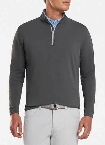 peter millar black ME0EK40 perth stretch loop terry quarter zip with custom logo pullovers