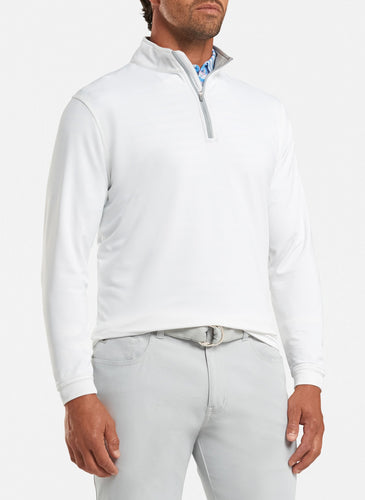 peter millar white ME0EK40 perth stretch loop terry quarter zip with custom logo pullovers