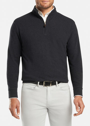 peter millar black ME0K36 tri blend melange fleece quarter zip with custom logo pullovers
