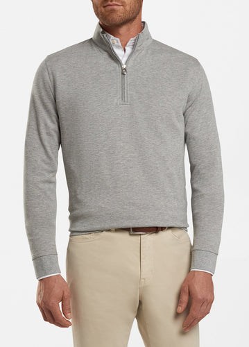 peter millar light grey ME0K40 crown comfort interlock quarter zip with custom logo pullovers

