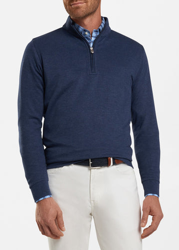 peter millar navy ME0K40 crown comfort interlock quarter zip with custom logo pullovers
