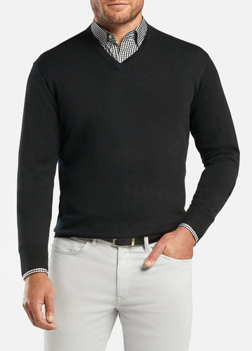 peter millar Black ME0S31 crown soft v neck with custom logo pullovers
