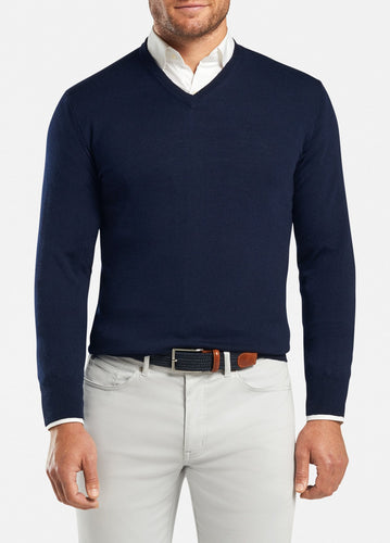 peter millar navy ME0S31 crown soft v neck with custom logo pullovers
