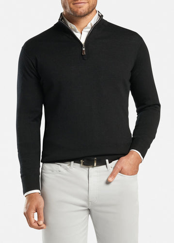 peter millar black ME0S52 crown soft quarter zip with custom logo pullovers