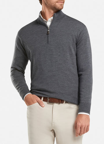 peter millar charcoal ME0S52 crown soft quarter zip with custom logo pullovers