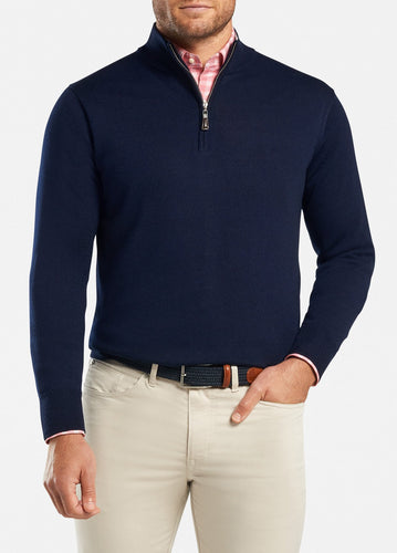 peter millar Navy ME0S52 crown soft quarter zip with custom logo pullovers