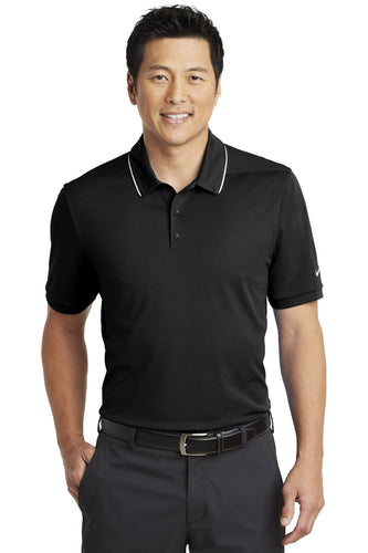 nike dri fit edge tipped polo nkaa1849 black white