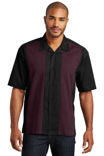 Port Authority Black/Burgundy S300 work shirts with logo