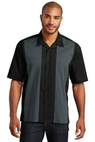 Port Authority Black/Steel Grey S300 work shirts with logo