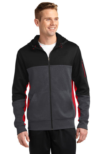 Sport-Tek Black/ Graphite Heather/ True Red ST245 custom logo sweatshirts printed