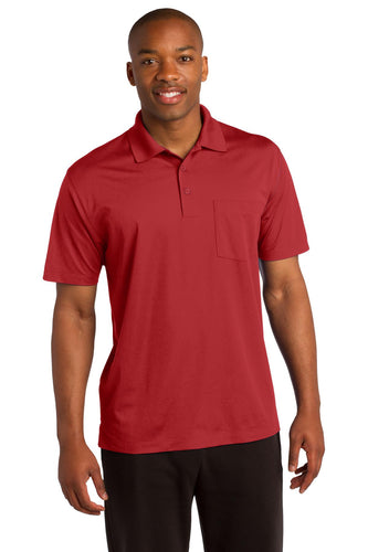 Sport-Tek True Red ST651 polo shirts with logos