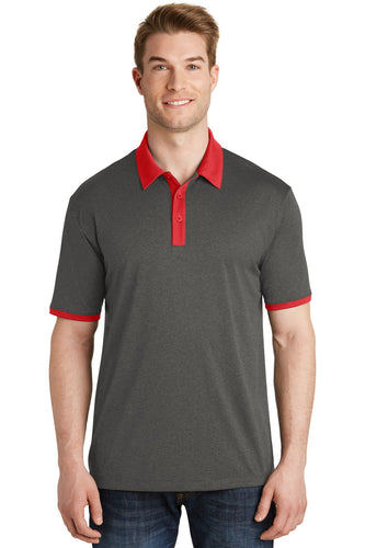 Sport-Tek Graphite Heather/ True Red ST667 polo work shirts with company logo
