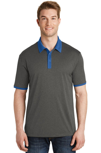 Sport-Tek Graphite Heather/ True Royal ST667 polo work shirts with company logo