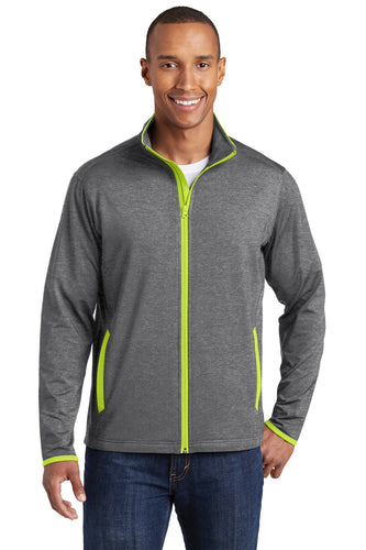 Sport-Tek Charcoal Grey Heather/ Charge Green ST853 sweatshirts with company logo