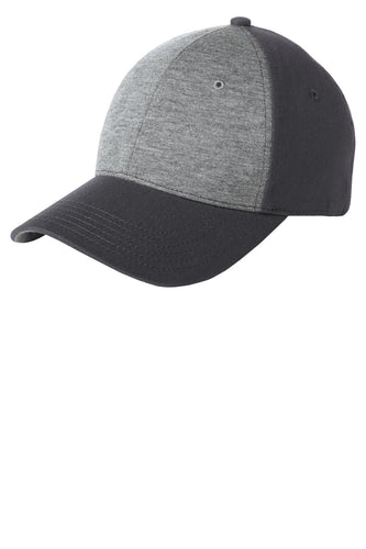 sport tek jersey front cap vintage heather iron grey