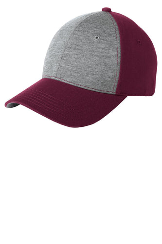 sport tek jersey front cap vintage heather maroon