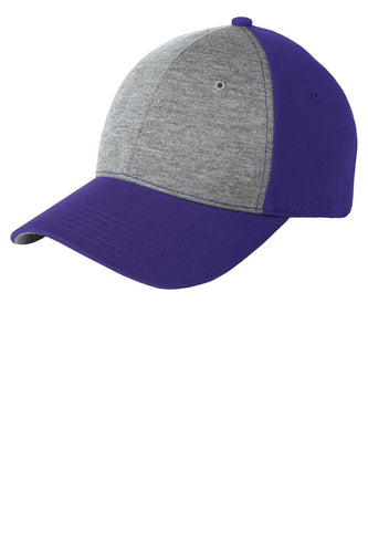 sport tek jersey front cap vintage heather purple
