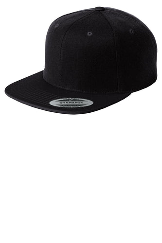 sport tek yupoong flat bill snapback cap black