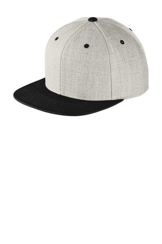 sport tek yupoong flat bill snapback cap heather black