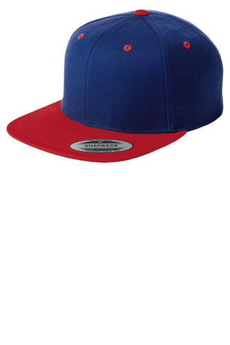 sport tek yupoong flat bill snapback cap true royal true red