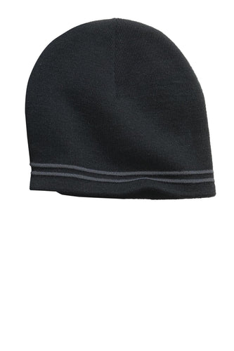 sport tek spectator beanie black iron grey
