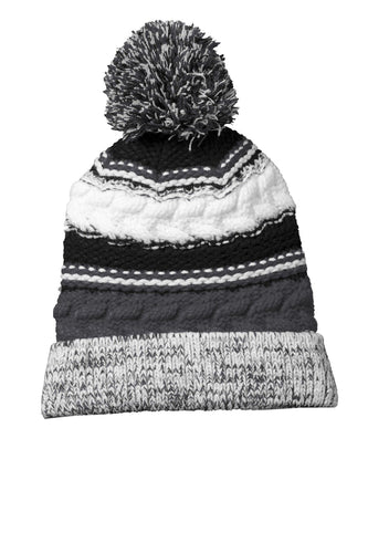 sport tek pom pom team beanie iron grey black white