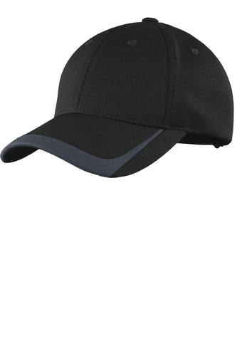 sport tek pique colorblock cap black graphite