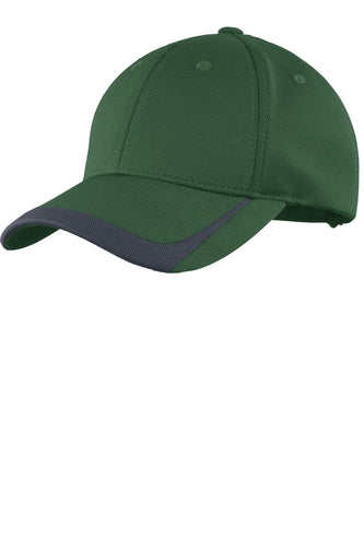 sport tek pique colorblock cap forest green graphite