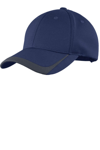 sport tek pique colorblock cap true navy graphite