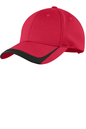 sport tek pique colorblock cap true red black