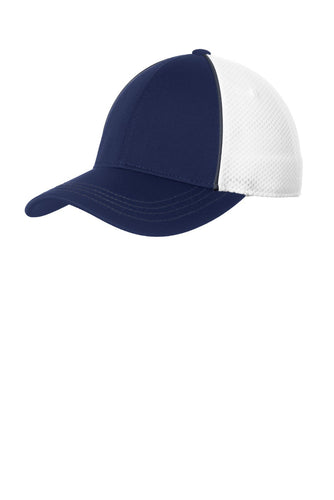 sport tek piped mesh back cap graphite true navy white