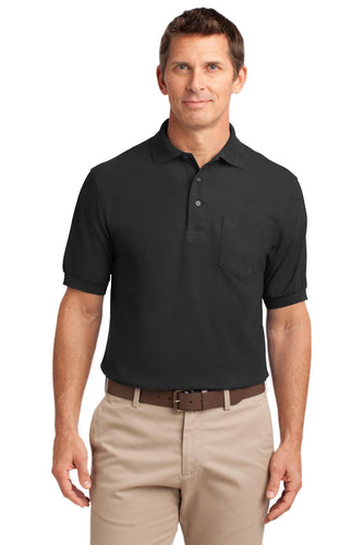 port authority black tlk500p polo shirts with logo embroidery