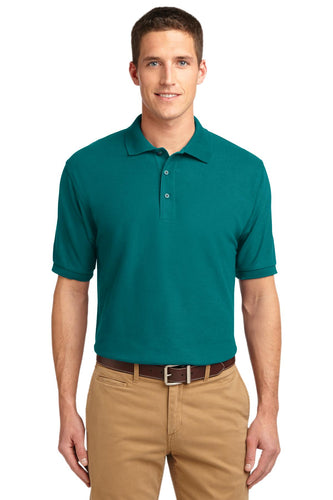 port authority teal green tlk500 polo shirts with company logo