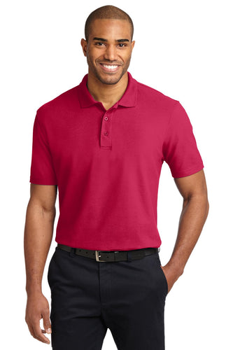 port authority red tlk510 polo shirt with logo embroidered
