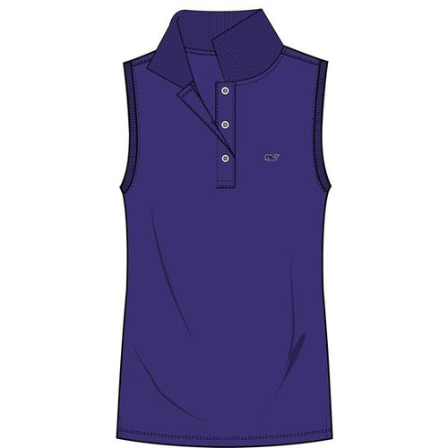 Vineyard Vines Women's Sleeveless Performance Pique Polo 2K1355 Royal Ocean