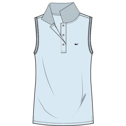 Vineyard Vines Women's Sleeveless Performance Pique Polo 2K1355 Crystal Blue