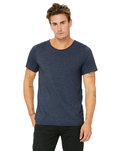 bella + canvas jersey raw neck t-shirt b3014 heather navy