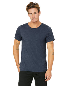 bella + canvas jersey raw neck t-shirt b3014 heather navy