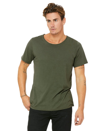bella + canvas jersey raw neck t-shirt b3014 military green