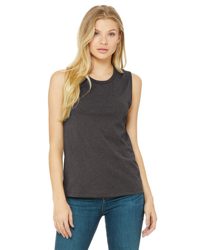 bella + canvas ladies jersey muscle tank b6003 dark gry heather