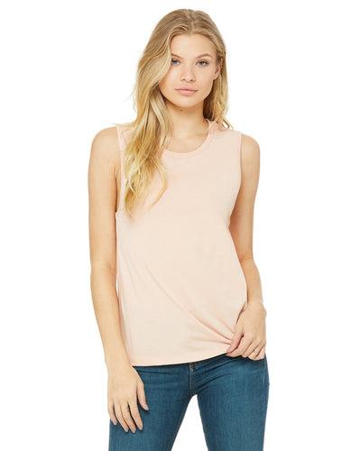 bella + canvas ladies jersey muscle tank b6003 heather peach