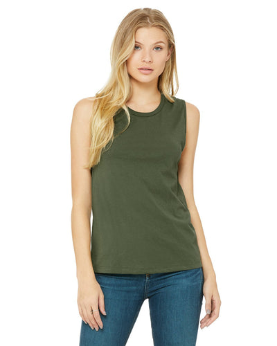 bella + canvas ladies jersey muscle tank b6003 military green