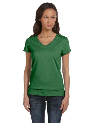 bella + canvas ladies jersey short sleeve v-neck t-shirt b6005 leaf